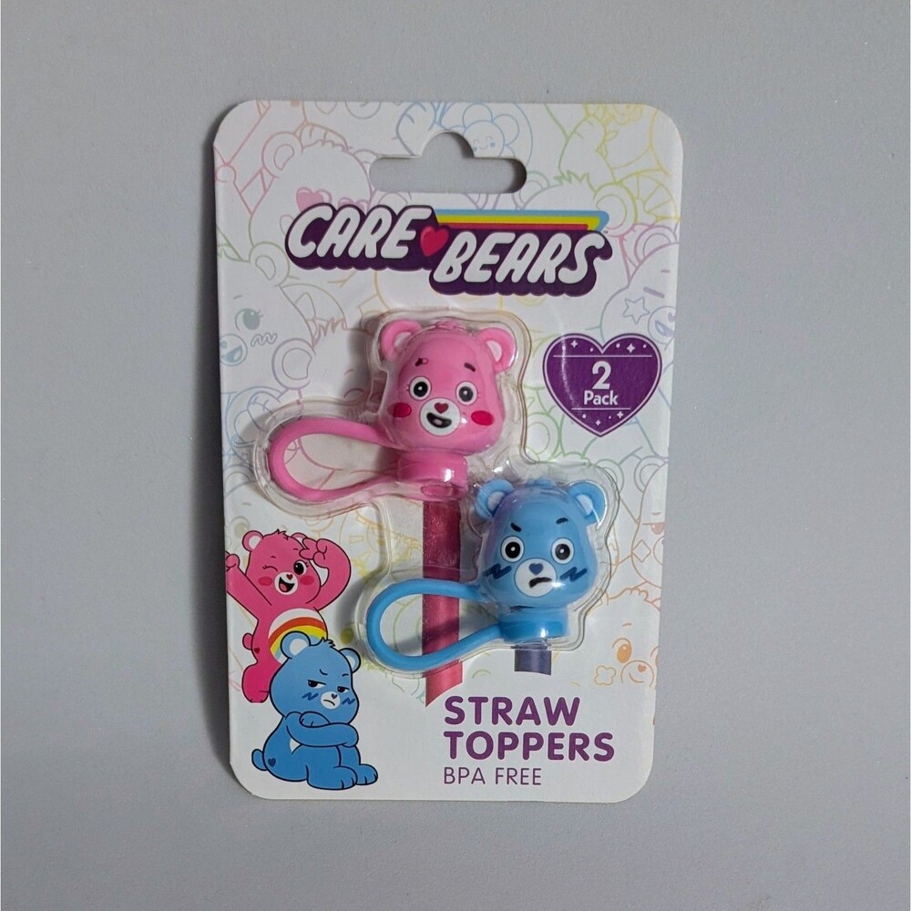 CARE BEARS STRAW TOPPERS For 10mm Straws -BPA FREE-(2Pack)